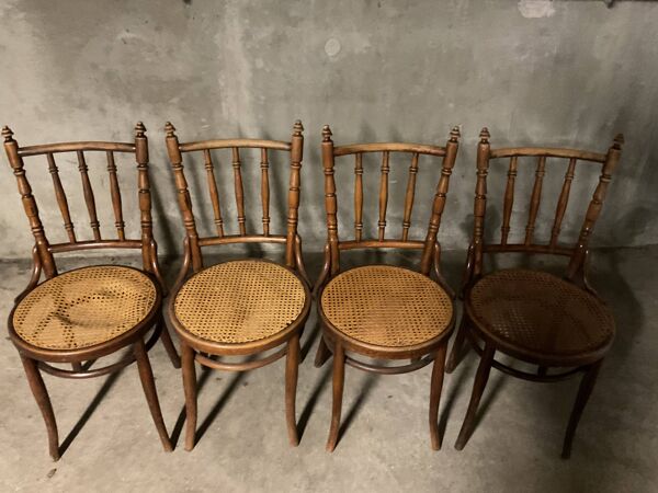 4 chaises Fischel en hêtre courbé,  années 20-30