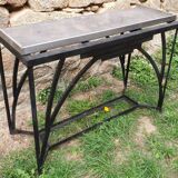 Art Deco console in wrought iron and steel (Art deco, wrought iron and steel console)