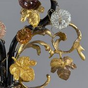 Lampe en bronze et verre polychrome, XXe Siècle
