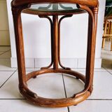 Round rattan coffee table from the 60s