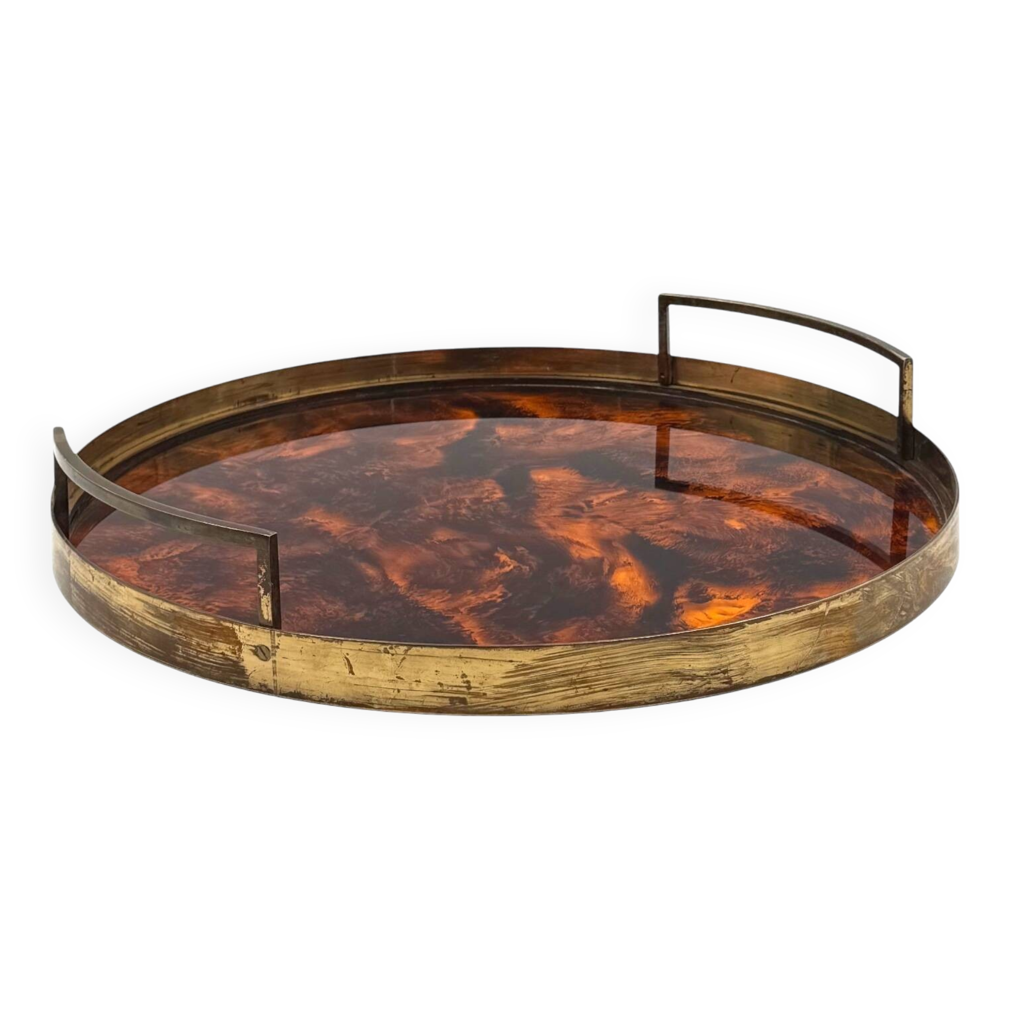 Hollywood regency round tray, Italy 1970s