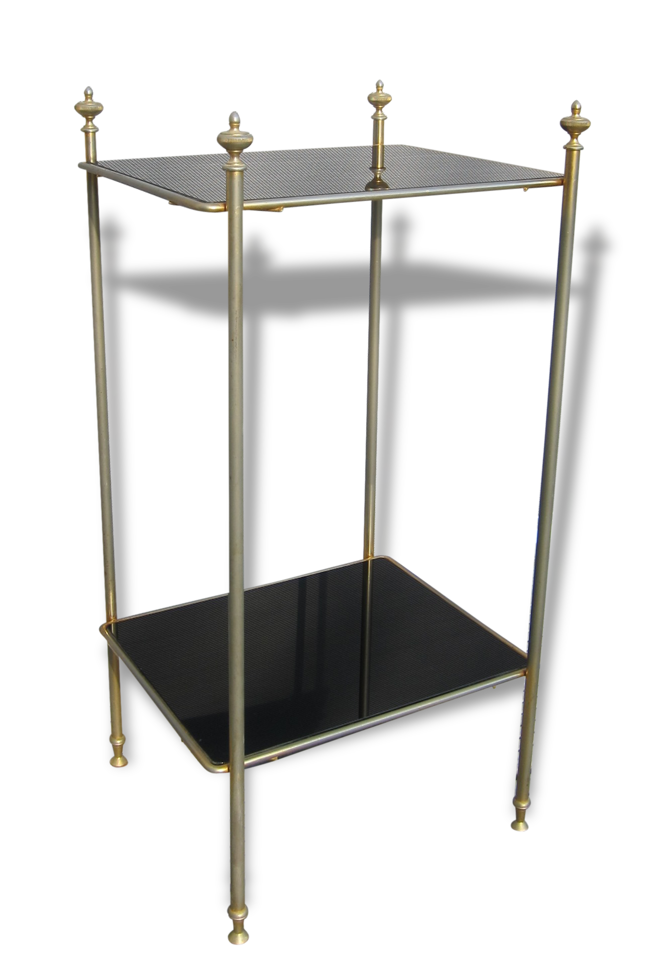 End table Golden capitals and glass OPAL black 1950