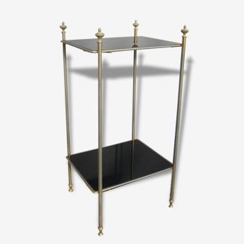 End table Golden capitals and glass OPAL black 1950