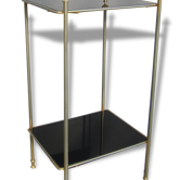 End table Golden capitals and glass OPAL black 1950