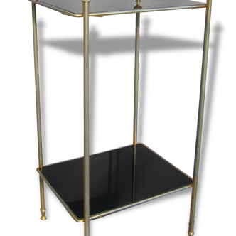 End table Golden capitals and glass OPAL black 1950