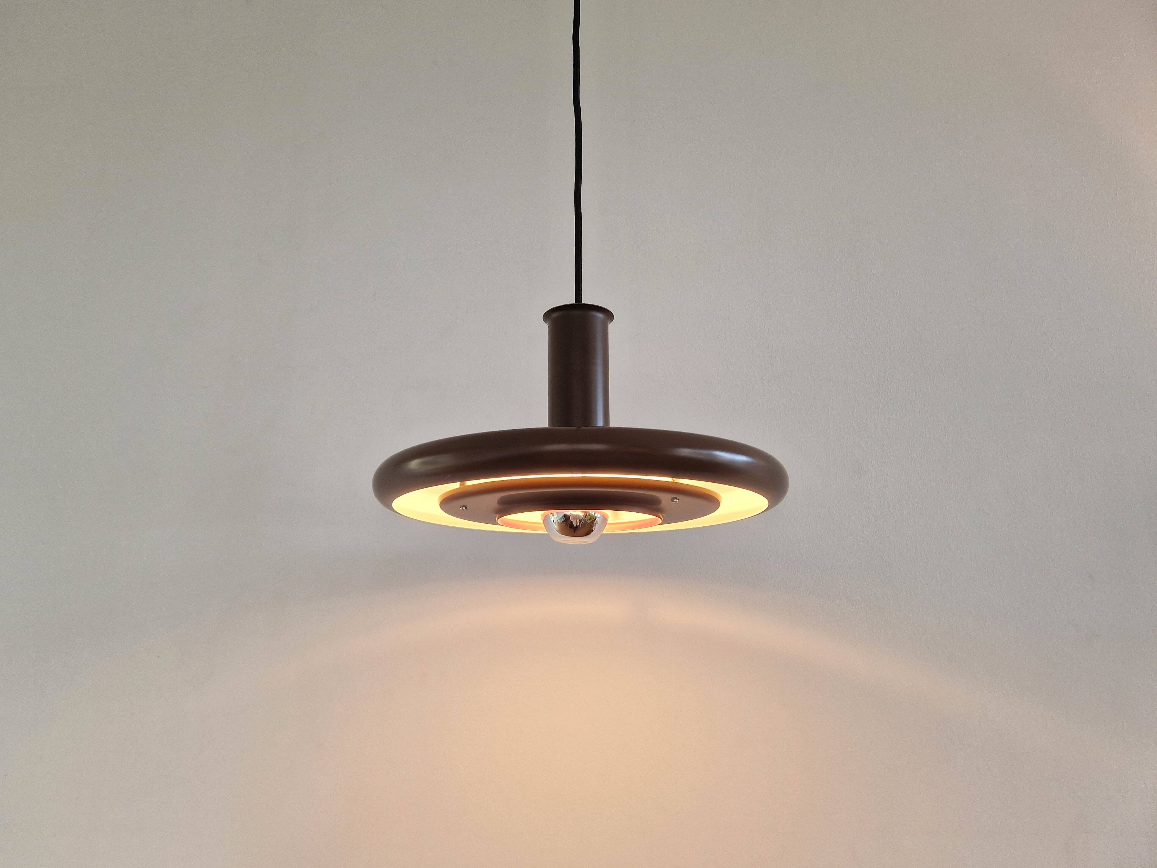 Dark brown Optima pendant lamp by Hans Due for Fog & Mørup, Denmark 1970s