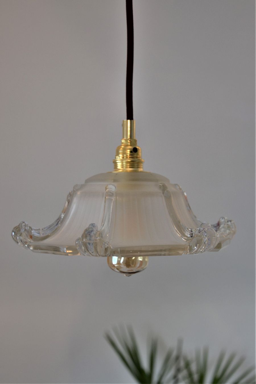 Two art deco glass hanging shape pagoda