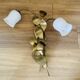 Floral wall light with 2 bulbs in brass and opaline, – 1950s/60s