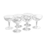 Lot of 6 champagne glasses in chiseled glass