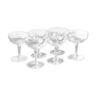 Lot de 6 coupes à champagne en verre ciselé