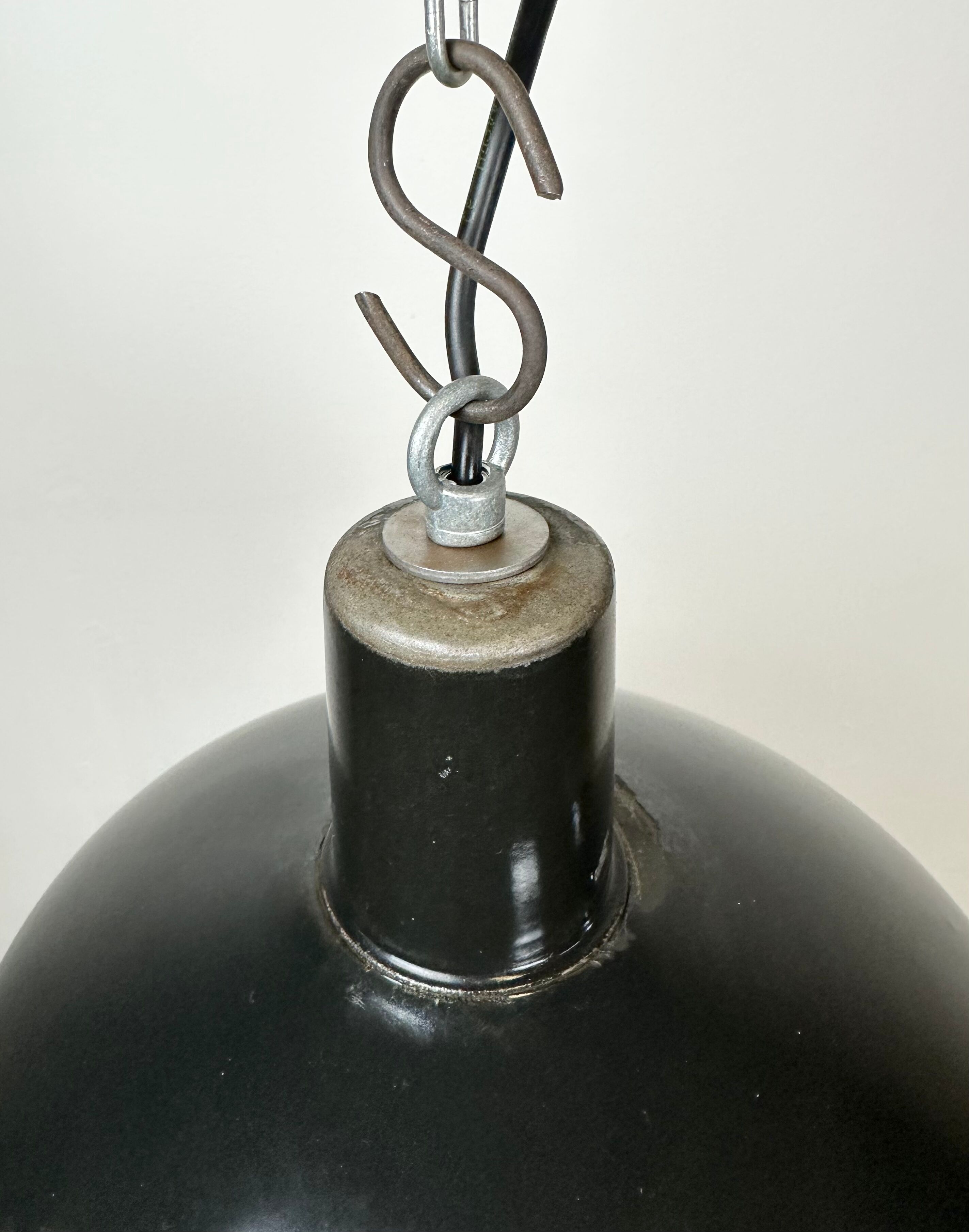 Industrial black enamel pendant lamp from emax, 1960s