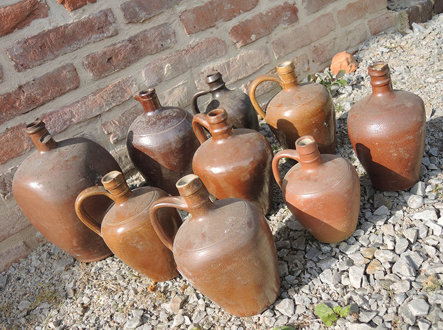 Set of 9 Old Sandstone Amphora Jars