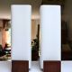 Pair of Louis Kalff wall lights, teak opalines from the 50s/60s.