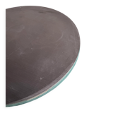 Translucent Frosted Glass Round Dining Table with Brushed Stainless Steel Pedestal — Industrial 1990s