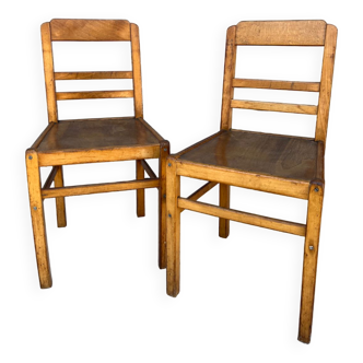Pair of Elf indislocatable wooden bistro chairs