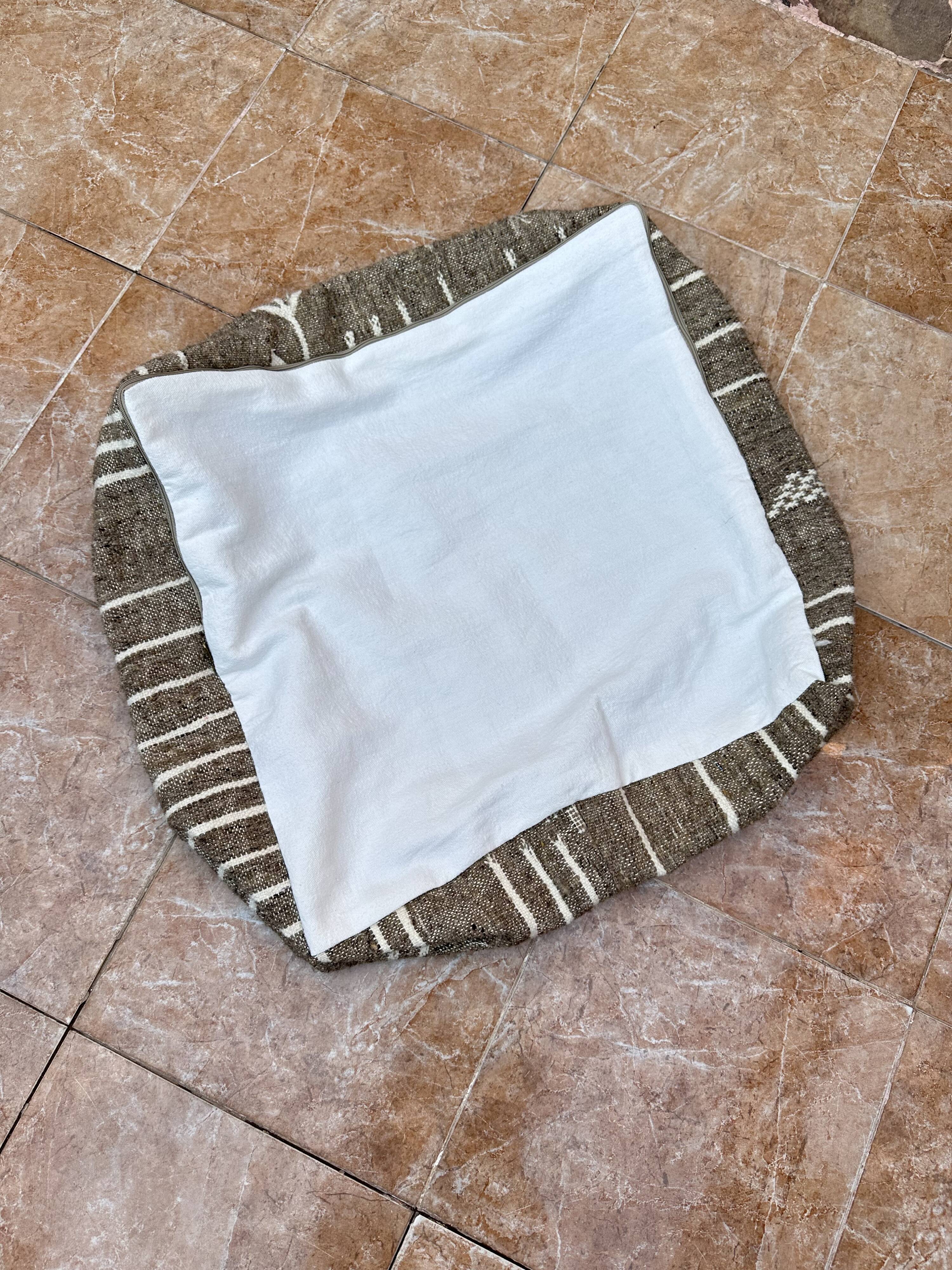 Handmade Berber Kilim Pouf, Floor Cushion