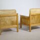 Mid-Century Camel Leather Armchairs with Ottomans, Set of 2, 1970s