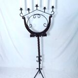 Floor candelabra in wrought iron and turned wood