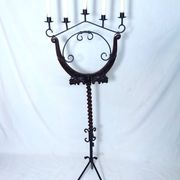 Floor candelabra in wrought iron and turned wood