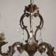 French Art Nouveau 5-Light Bronze 3 sided Crystal Cage Chandelier
