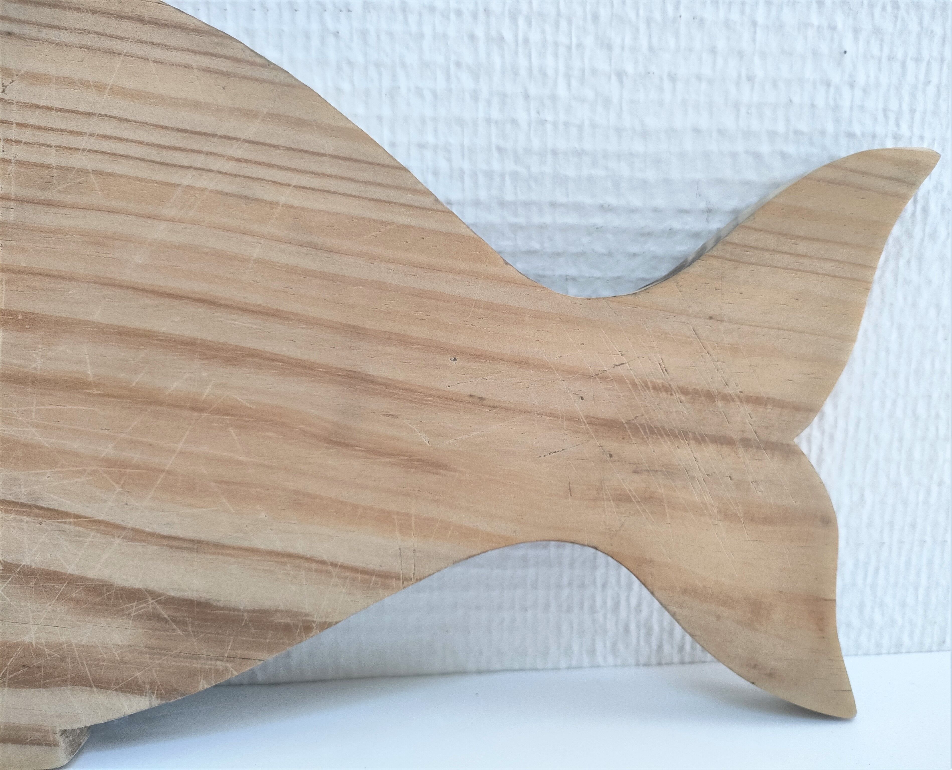Deux planches à découper poisson cochon bois vintage