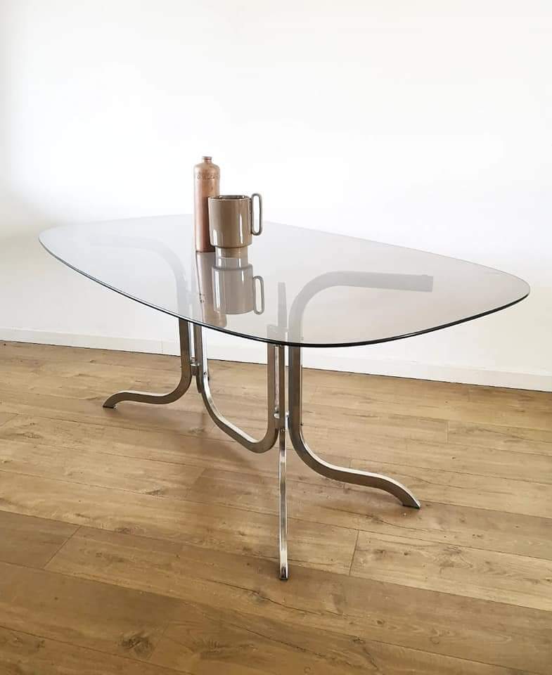 Smoked glass table 70s