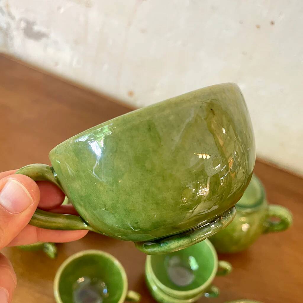 Biot glazed ceramic coffee or tea service from the 1960s