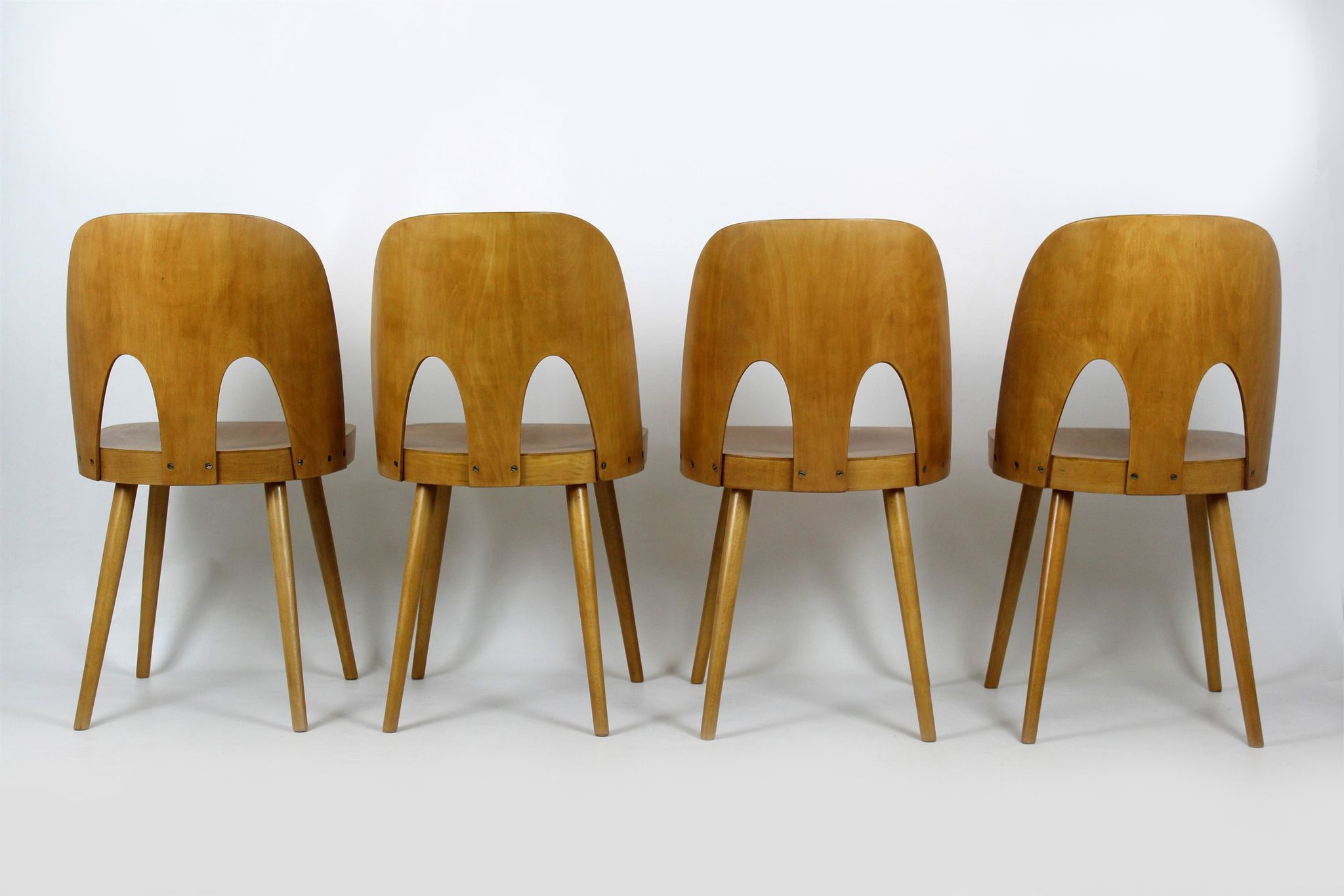 Wooden chairs by oswald haerdtl for ton (thonet), 1960s, set of 4