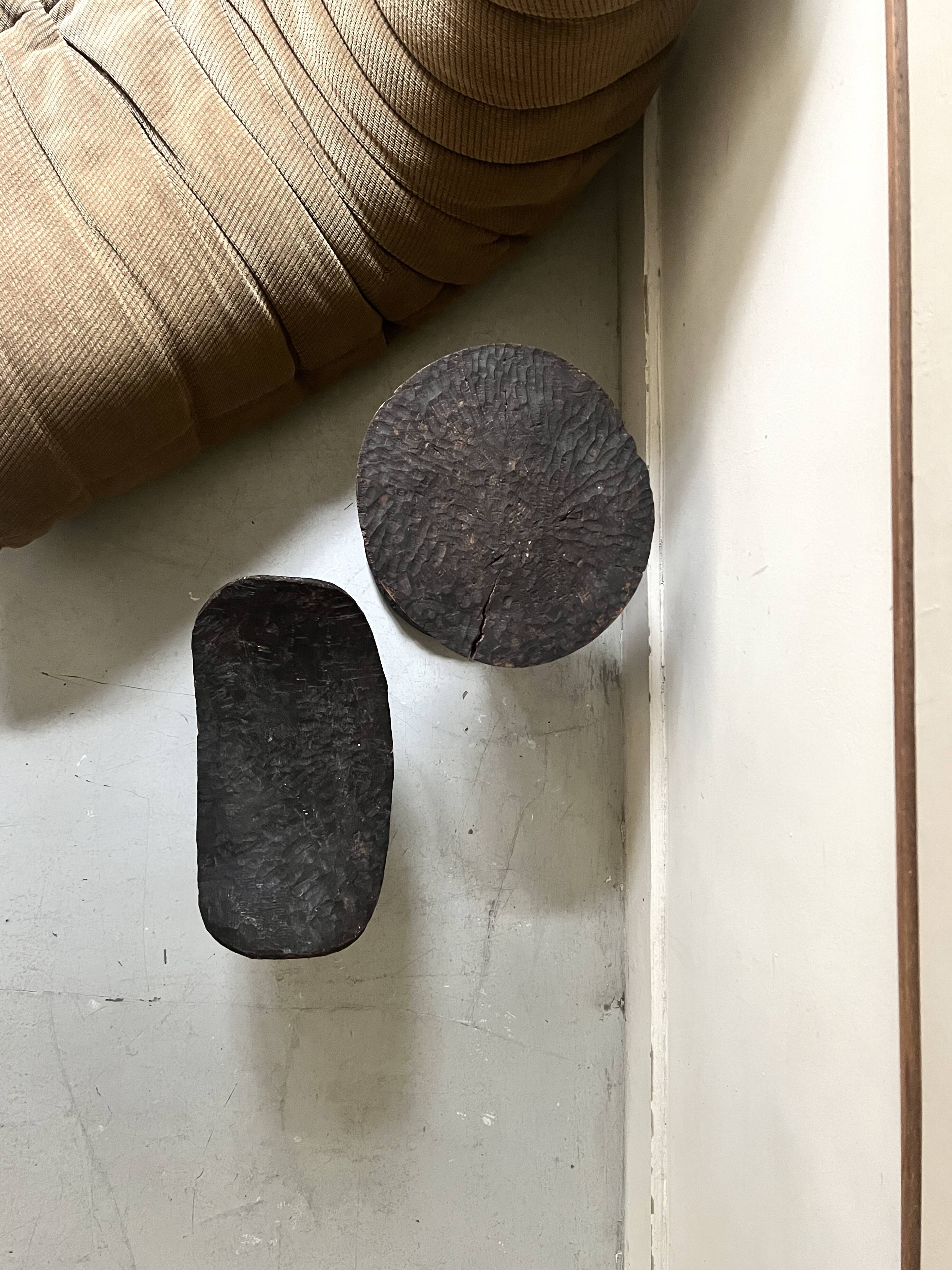 stool / African handcrafted side table in raw wood