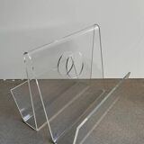 Vintage plexiglass magazine holder, 1970s