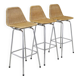 3x bar stool in rattan and chrome by rohé noordwolde, 1960s