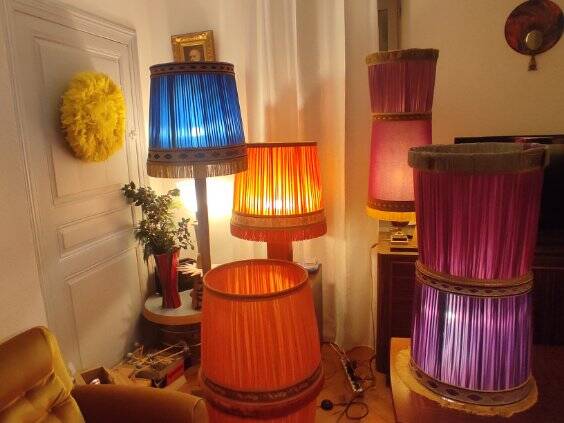 Paire d’abat-jours vintage 1950 orange