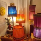 Pair of vintage 1950 orange lampshades