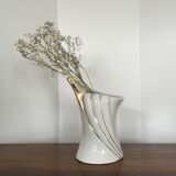 White vase with wave effect and golden edging