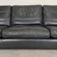Vintage danish black leather 3 person stouby sofa