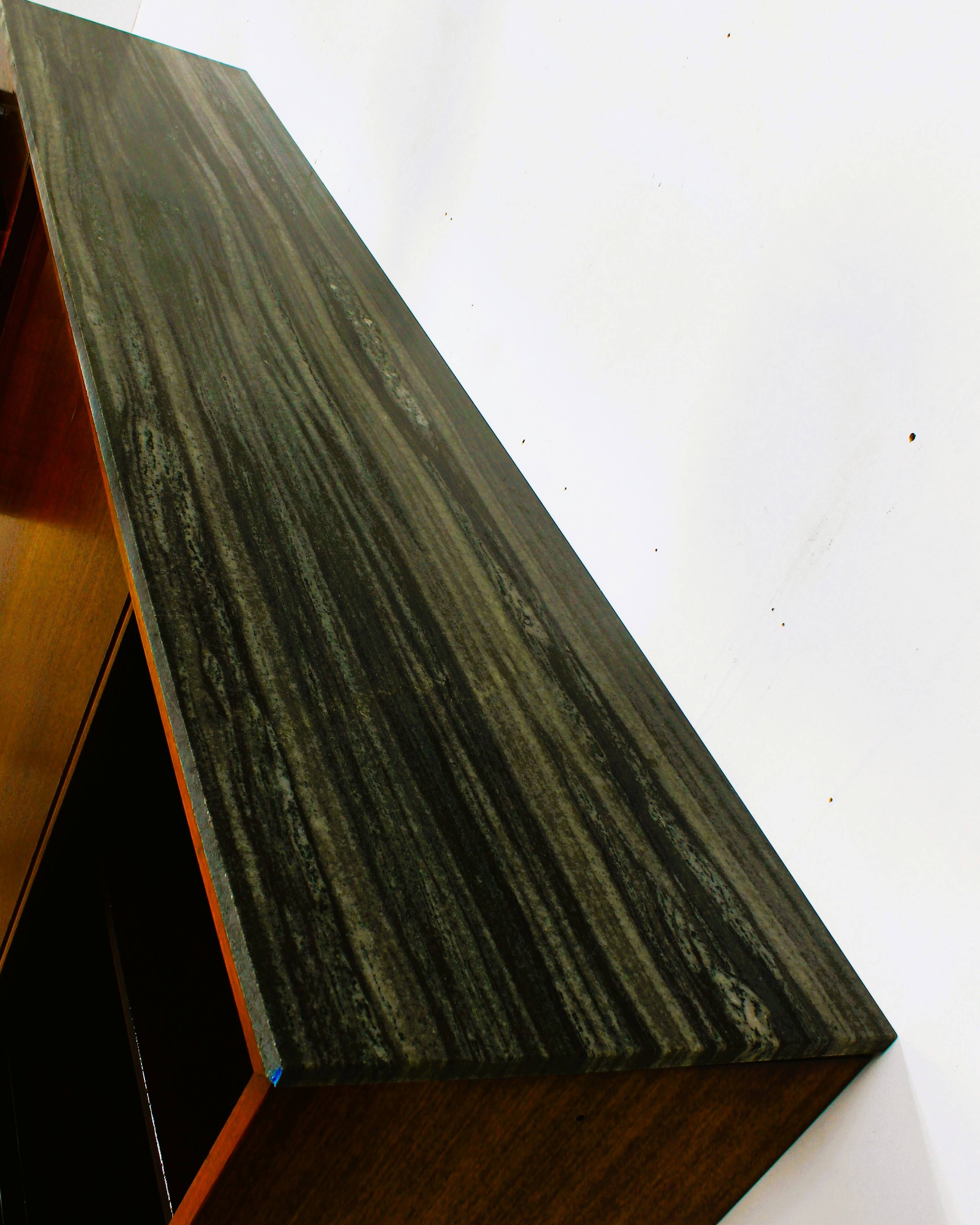 Suspended teak buffet from the 1970s.