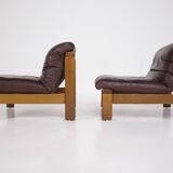 Paire de chauffeuses en cuir 1970