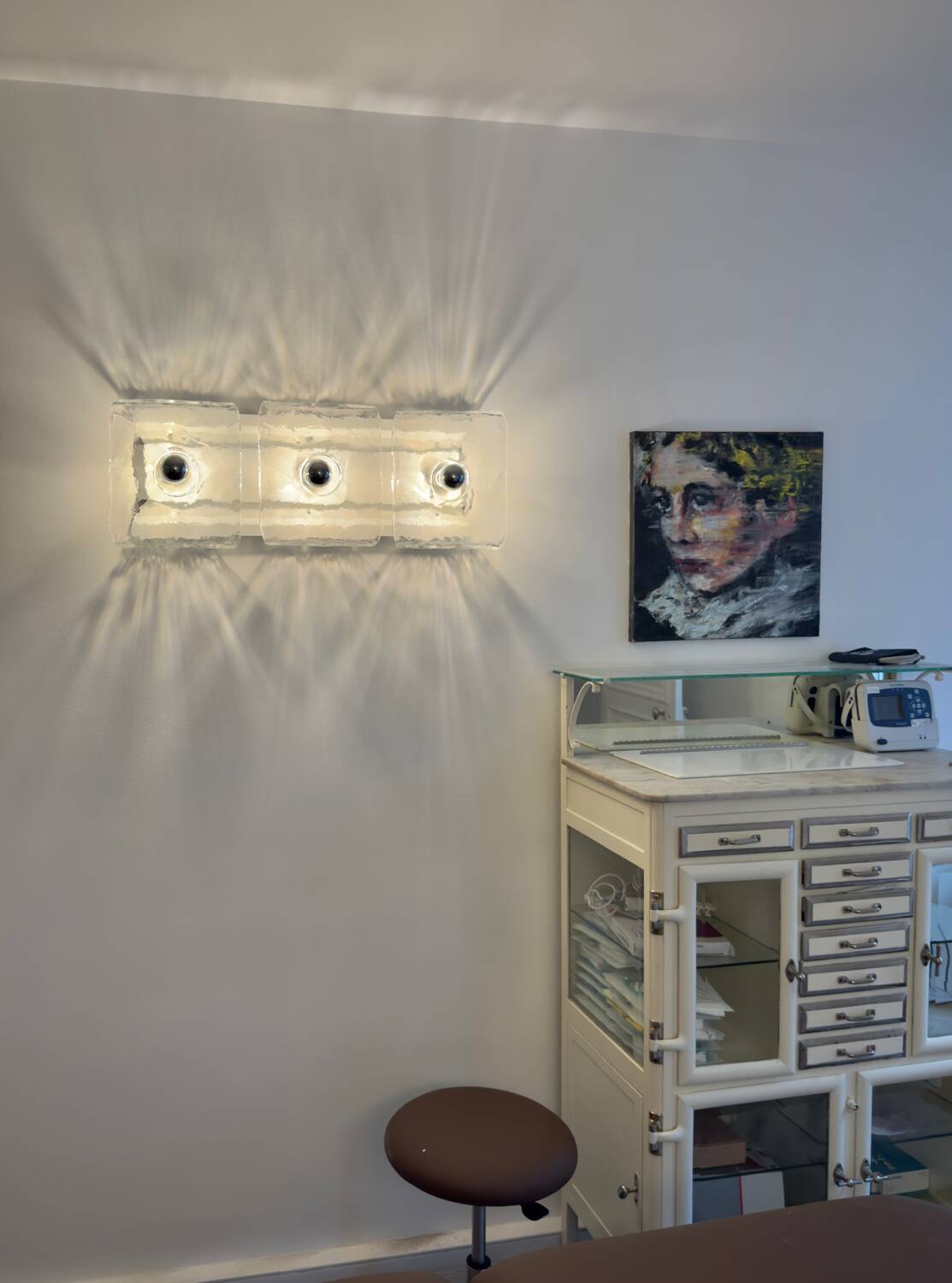 large ceiling lights or Murano glass wall sconces probably by Mazzega