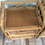 Pair of rattan bedside tables from the 70s