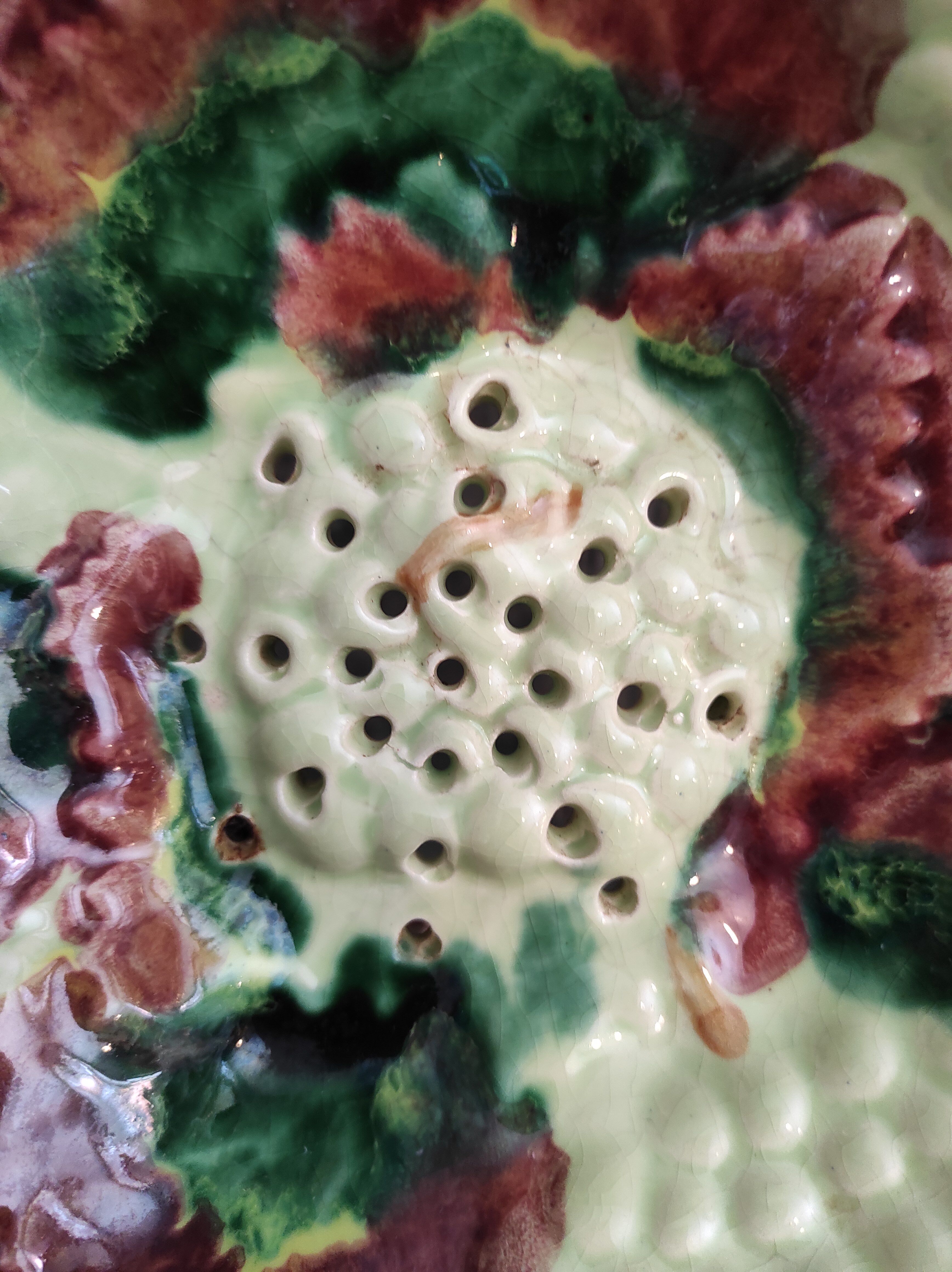 Vintage french majolica serving bowl for grapes