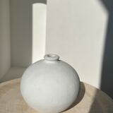 Handcrafted terracotta ball vase painted white H:24 D:26