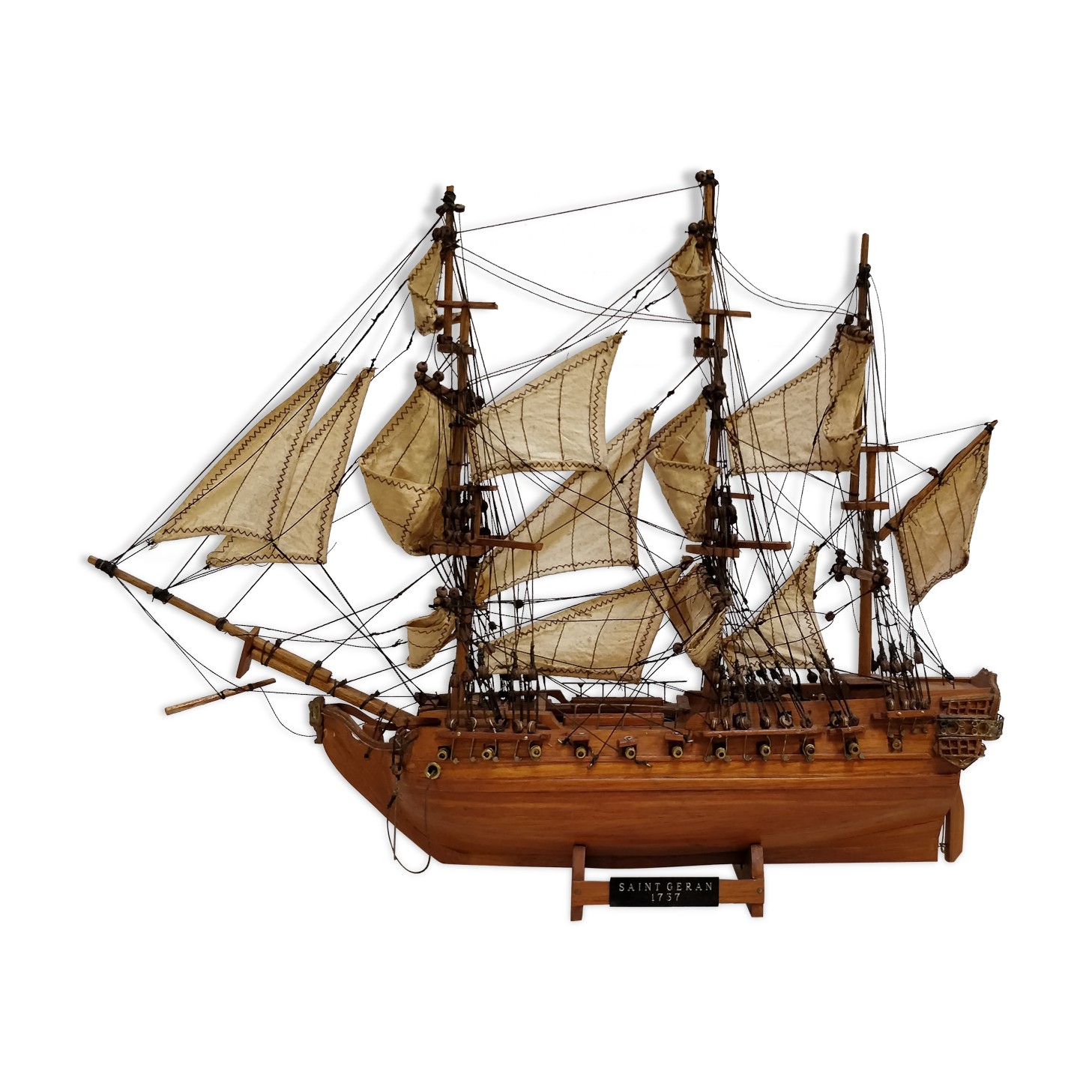 Boat model Le Saint Geran in wood and fabric