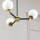 Mid-century italian brass and opaline chandelier
