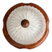 Italian ceiling lamp from the 1970s | ice glass and wood Mid Century Modern