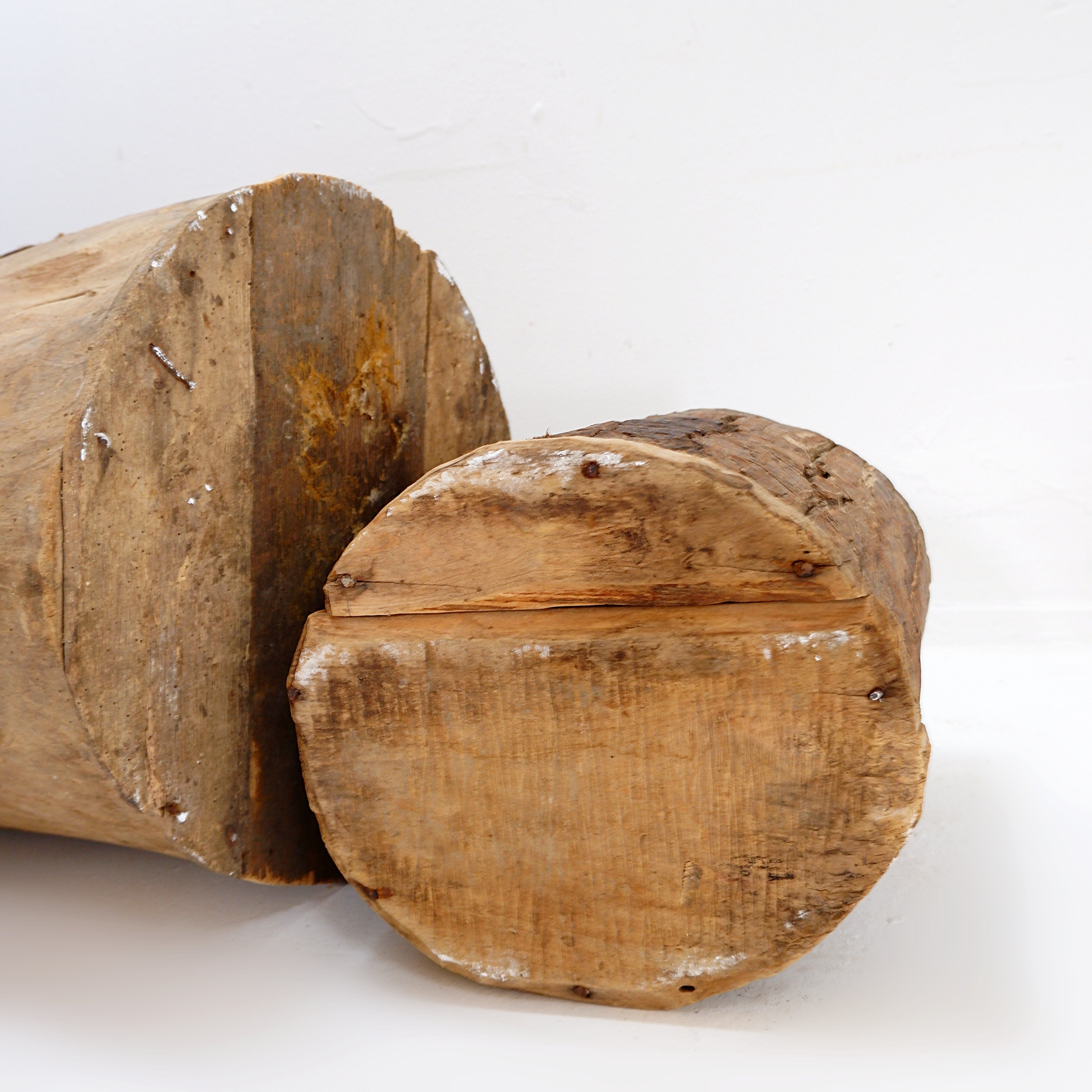 Set of 2 primitive wooden pots - late 19th century