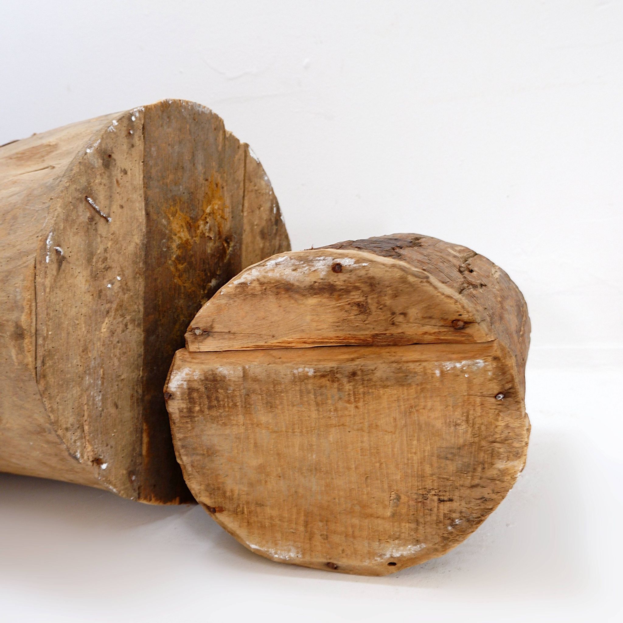 Ensemble de 2 pots en bois primitifs - fin du XIXe siècle
