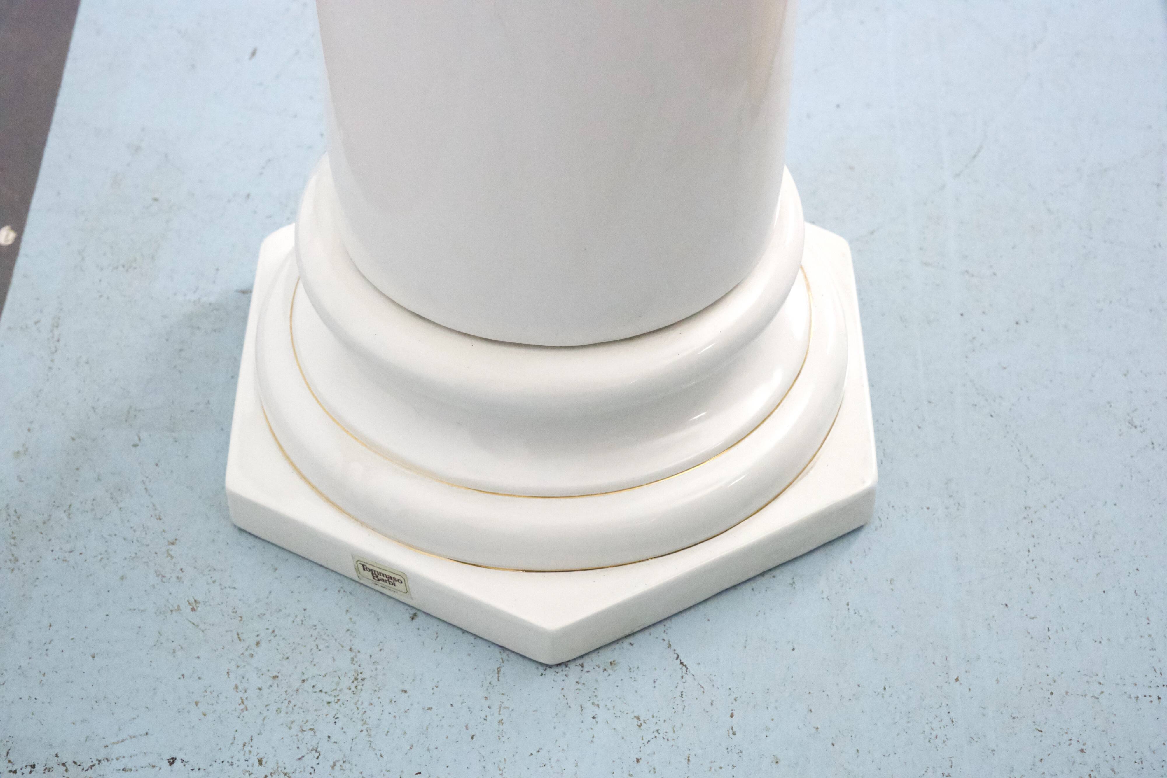 Tommaso Barbi Oversized White Ceramic Vase and Column, Italy 1970