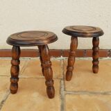 Set of 2 tripod stools.