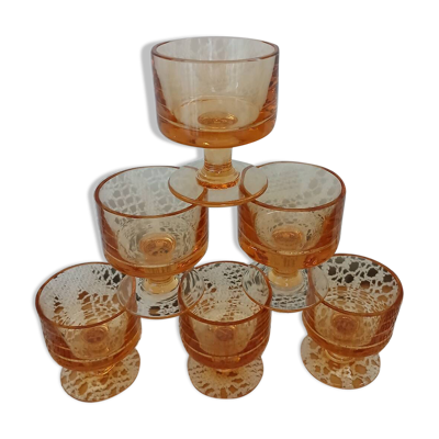 6 petits verres vintages oranges
