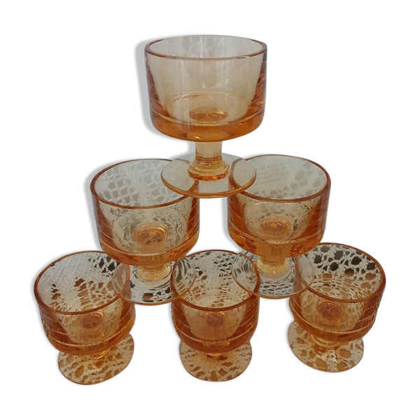 6 petits verres vintages oranges